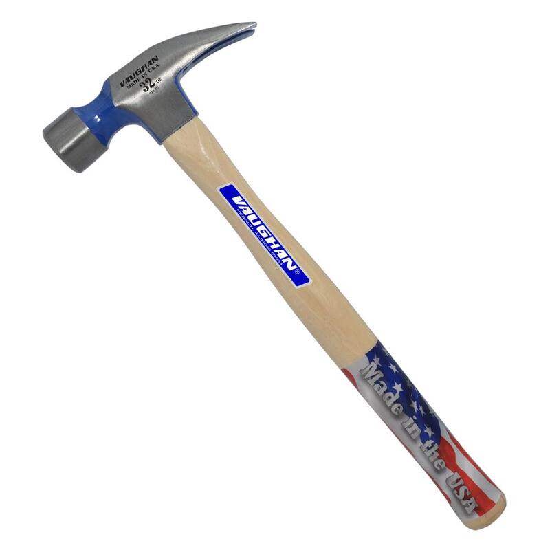 Martillo de armazón Vaughan de acero al carbono de 32 oz con cara lisa y mango de madera dura de 18 pulgadas - 707