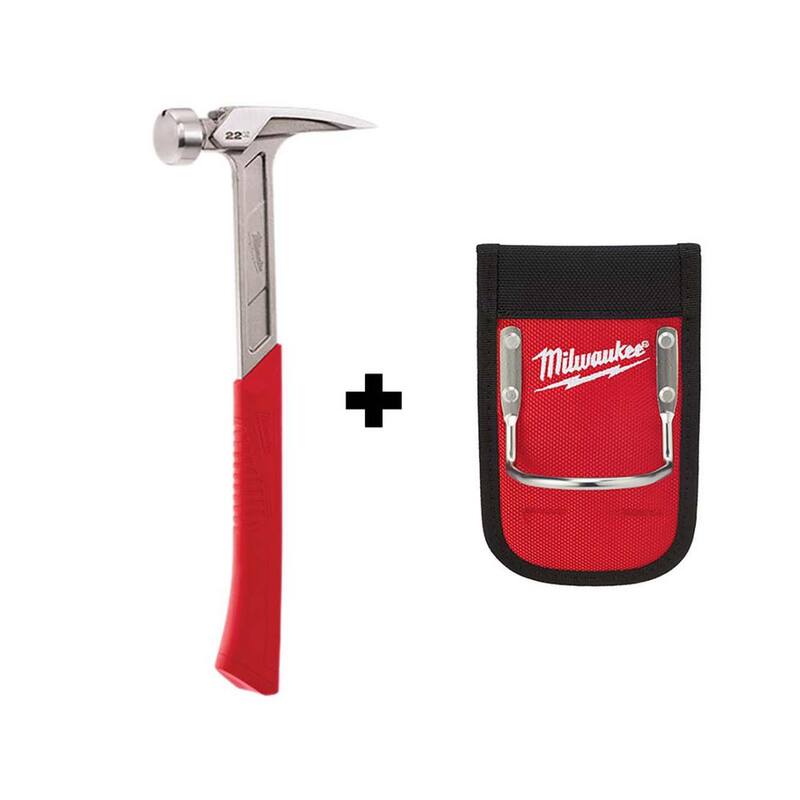 Martillo de enmarcar de 22 oz. de cara lisa Milwaukee con lazo para martillo - 48-22-9023-48-22-8149