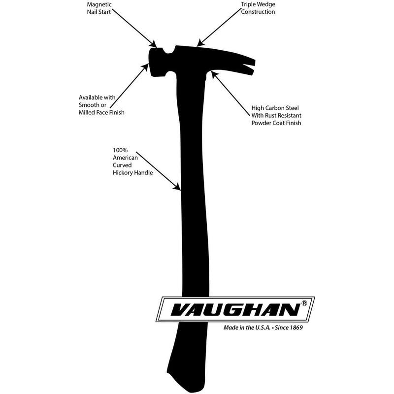 Martillo de construcción Vaughan de 23 oz con cabeza estriada y mango de madera dura de 17 in. - CF1