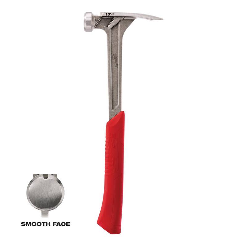 Martillo de armazón de cara lisa de 17 oz Milwaukee con barra de palanca de 15 pulgadas - 48-22-9017-48-22-9035