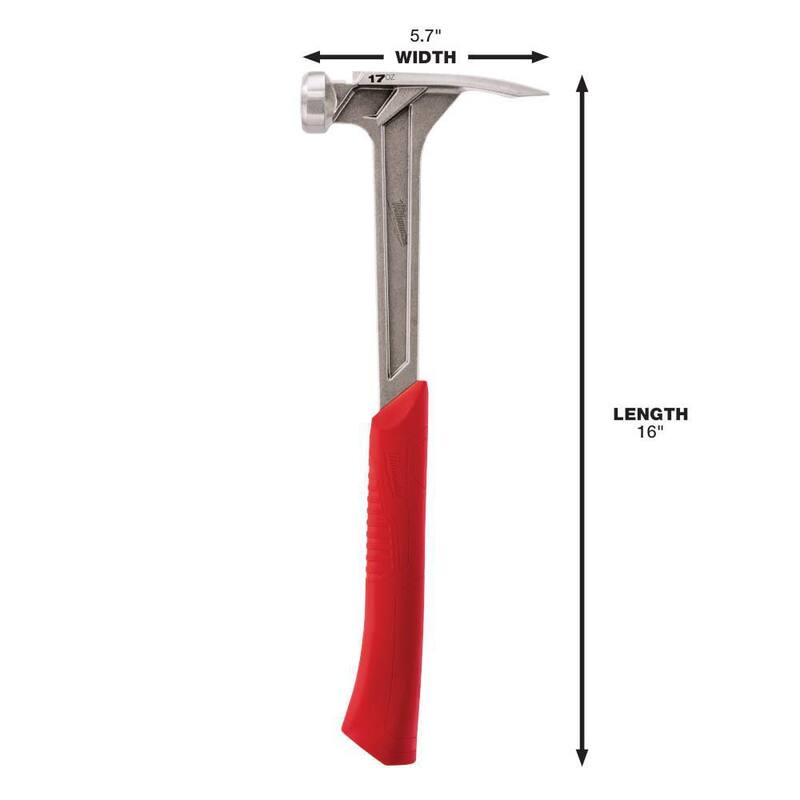 Martillo de armazón de cara lisa de 17 oz Milwaukee con barra de palanca de 15 pulgadas - 48-22-9017-48-22-9035
