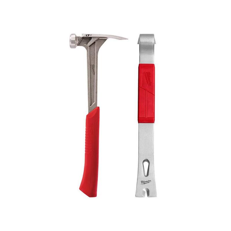 Martillo de armazón de cara lisa de 17 oz Milwaukee con barra de palanca de 15 pulgadas - 48-22-9017-48-22-9035
