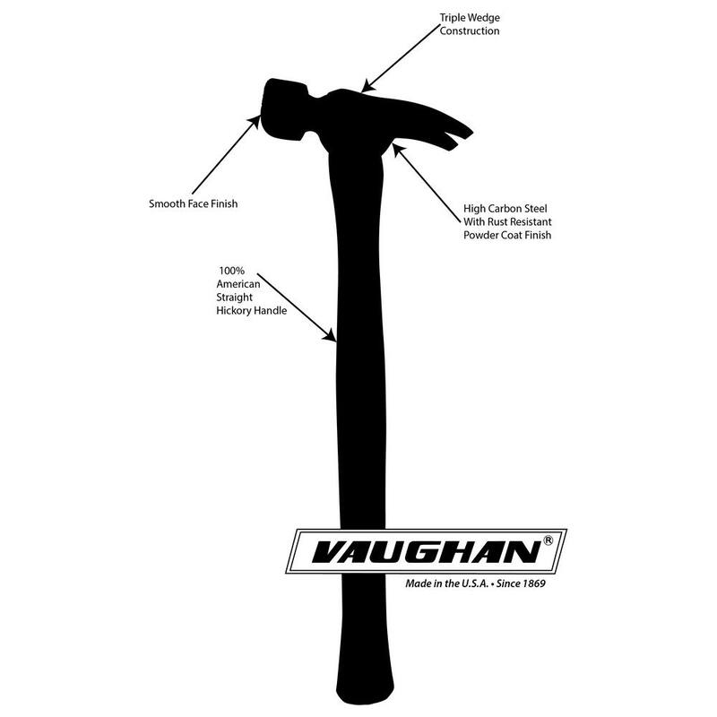 Martillo Vaughan de arrancar de acero al carbono de 10 oz con mango de madera dura de 11 pulgadas - #9