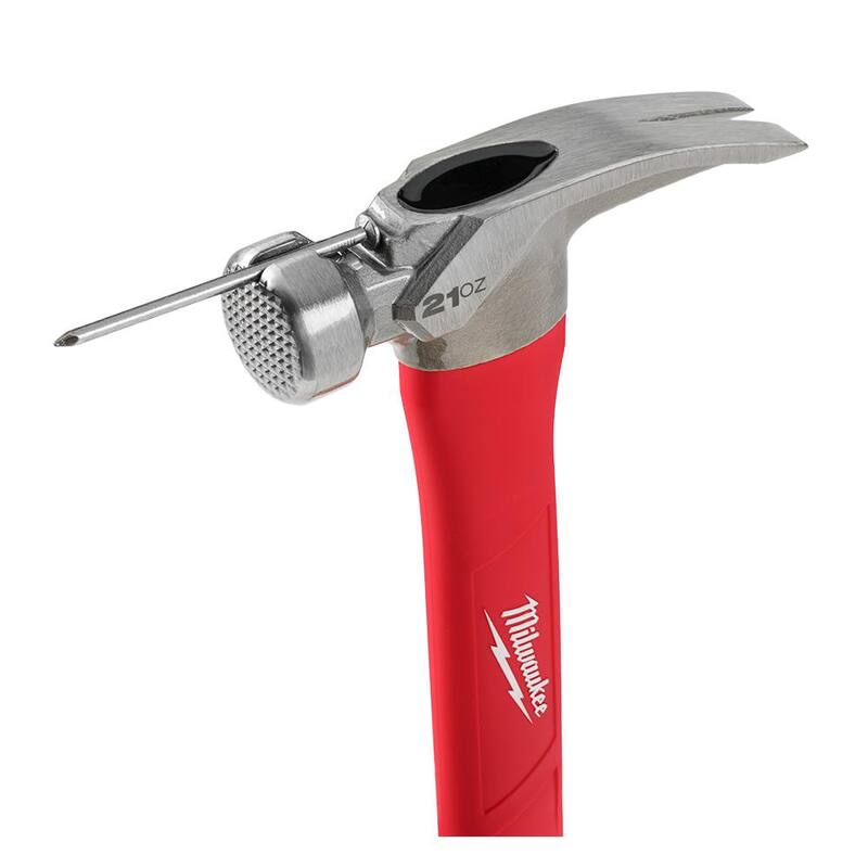 Martillo de 21 oz con cara fresada y mango de polímero con barra de palanca de 12 pulgadas en Milwaukee - 48-22-9320-48-22-9034