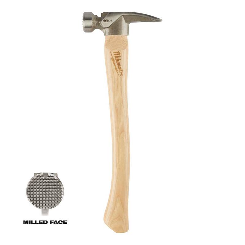 Martillo de Hickory con cara fresada de 19 oz de Milwaukee con barra de palanca de 15 pulgadas - 48-22-9419-48-22-9035.