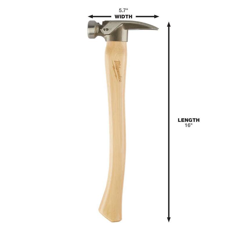 Martillo de Hickory de 19 oz con cara lisa y barra de palanca de 12 pulgadas - 48-22-9519-48-22-9034