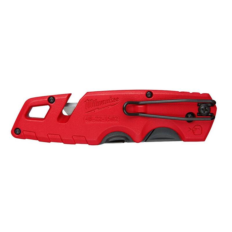 Martillo de armazón de nogal de cara fresada de 19 oz de Milwaukee con juego de cuchillo utilitario plegable FASTBACK (3 piezas) - 48-22-9419-48-22-1503.