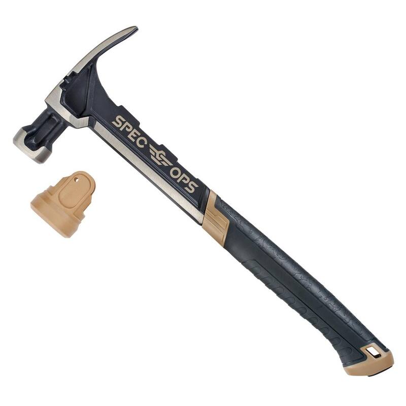 SPEC OPS Martillo de acero, 28 oz., Garra de uña, Cara lisa, Mango absorbente de impactos - SPEC-M28SF-S