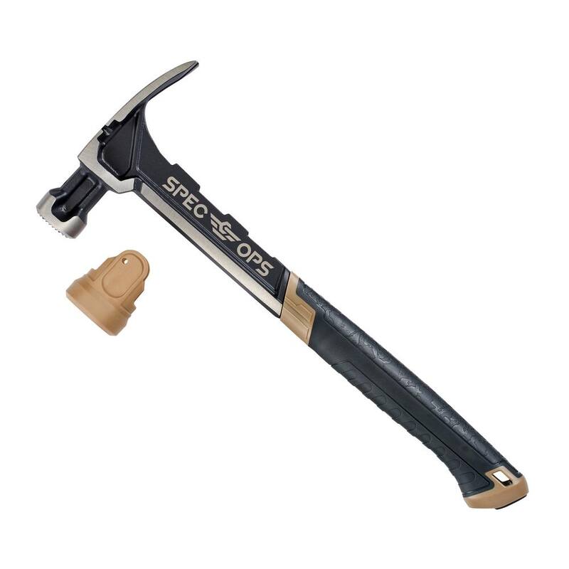 SPEC OPS Martillo de armazón de acero, 28 oz., Garra rasgadora, Cara estriada, Agarre absorbente de golpes - SPEC-M28CF-S