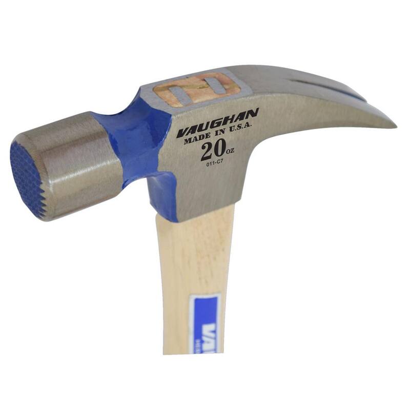 Martillo de garra Vaughan de 20 oz con caras dentadas y mango de madera dura de 16 pulgadas - 999ML