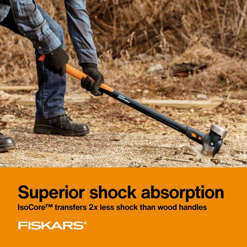 Mazo de acero forjado Fiskars IsoCore de 10 lb con mango de núcleo de fibra de vidrio de 36 pulgadas - 1067454.