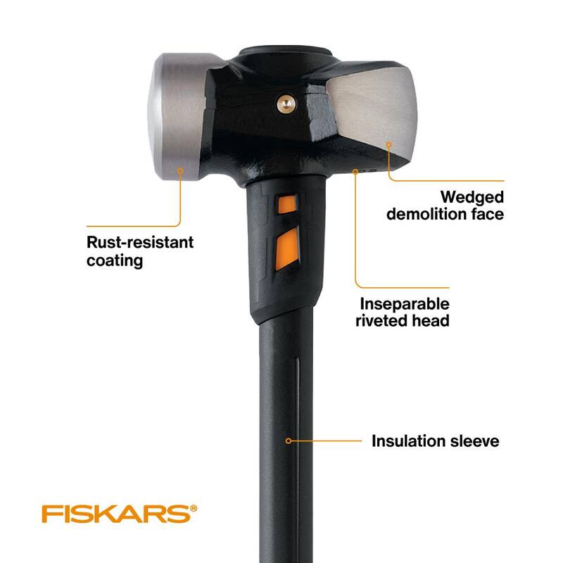 Mazo de acero forjado Fiskars IsoCore de 10 lb con mango de núcleo de fibra de vidrio de 36 pulgadas - 1067454.