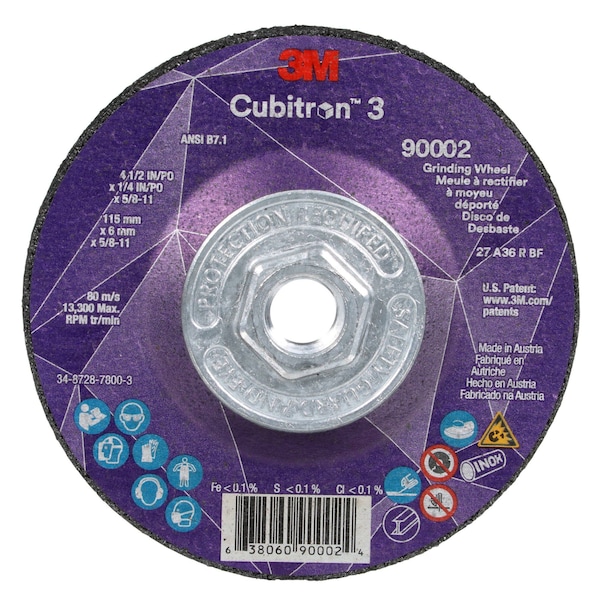 Rueda de desbaste de centro deprimido Cubitron de 3M, grano 36 - 90002