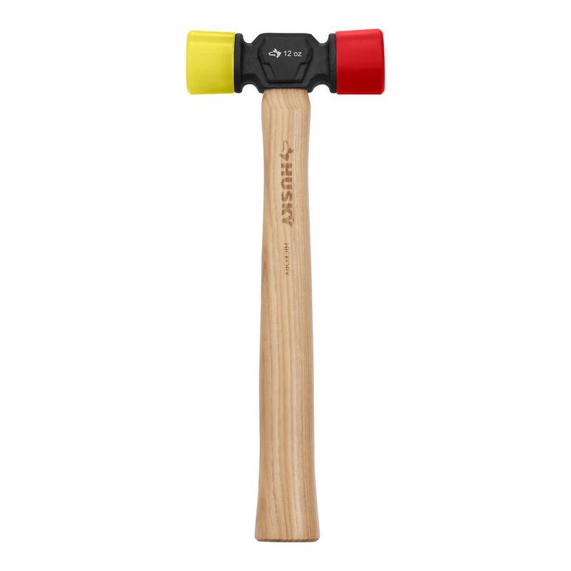 Mazo de hule de 12 oz de Husky, con caras suaves de hickory de 2 lados - N-H12AWYRHK