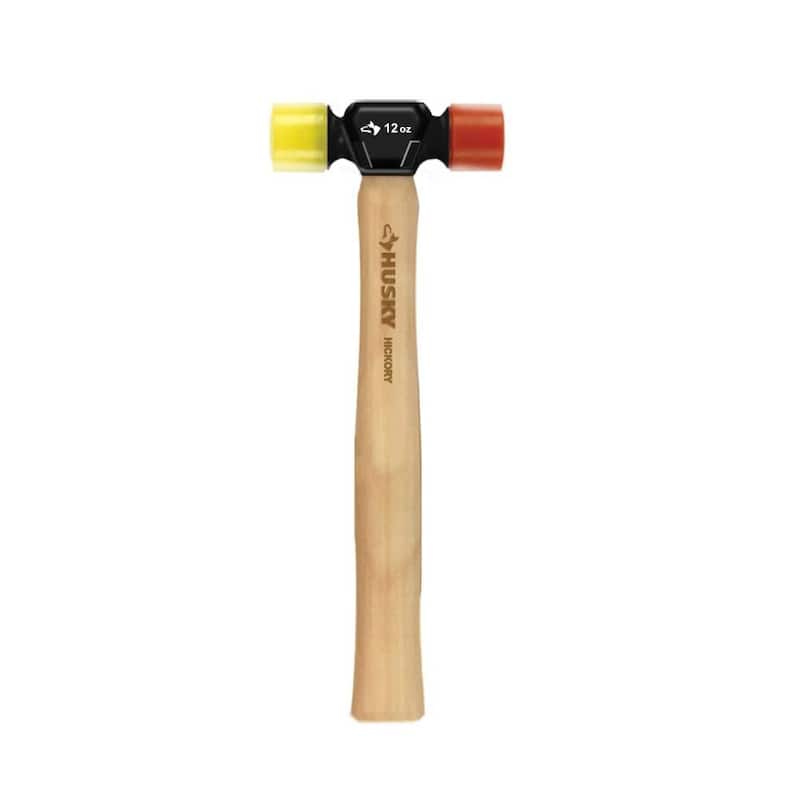 Mazo de hule de 12 oz de Husky, con caras suaves de hickory de 2 lados - N-H12AWYRHK