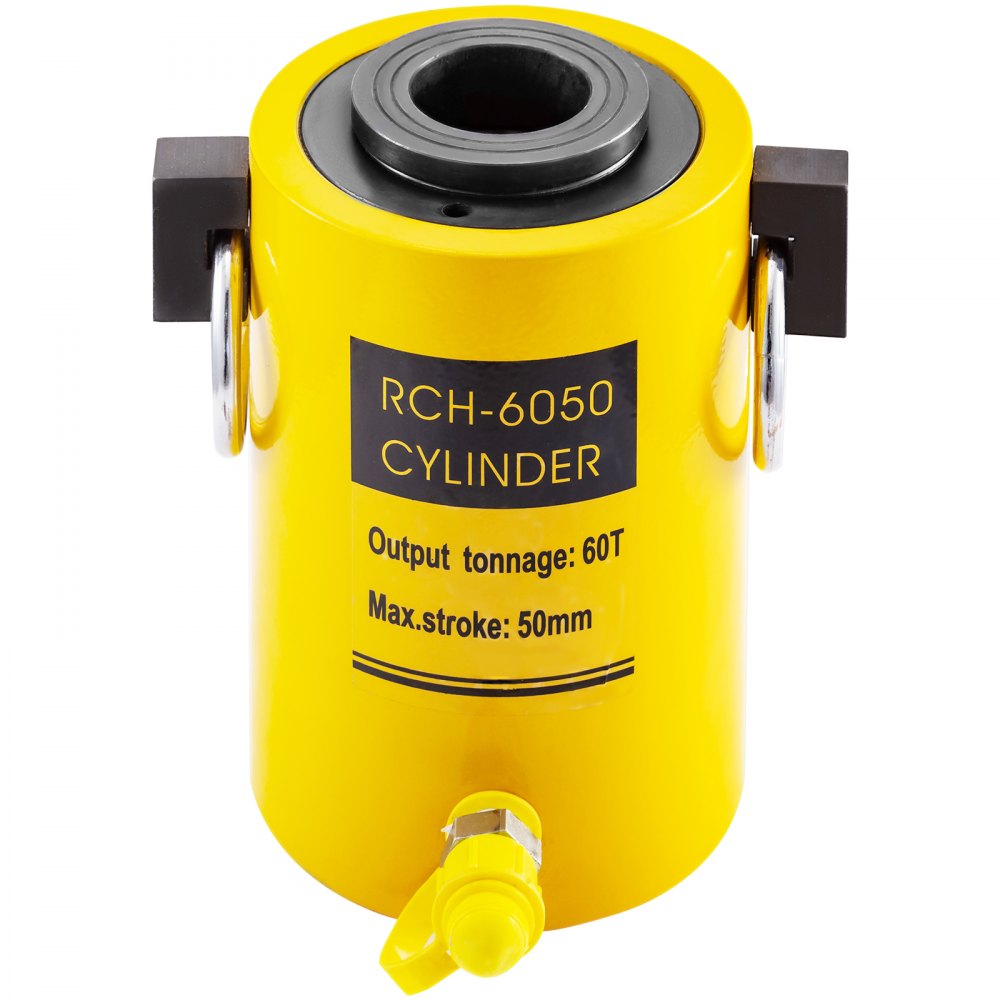 VEVOR 60T 2 Inch Hydraulic Cylinder Jack Hollow Single Acting Hydraulic Ram Cylinder 50mm Hydraulic Lifting Cylinders for Riggers Fabricators (60T 2 Inch Hollow) - QJD60T50MMKXYY001V0