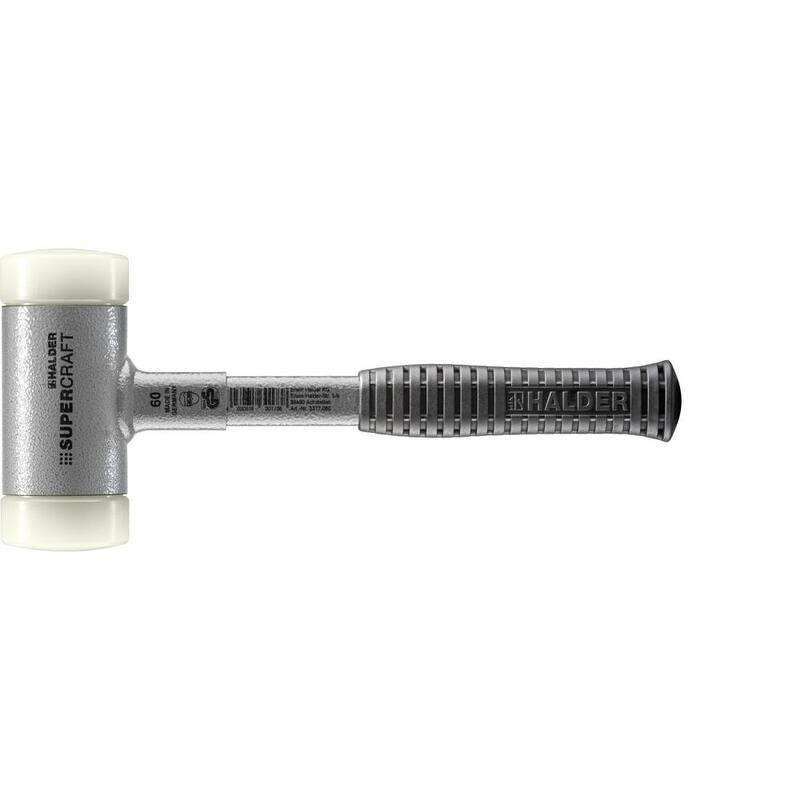 Martillo de nailon Halder Supercraft 60 Dead Blow de 3.86 libras con mango de metal de 12.8 pulgadas y agarre de goma - 3377.060