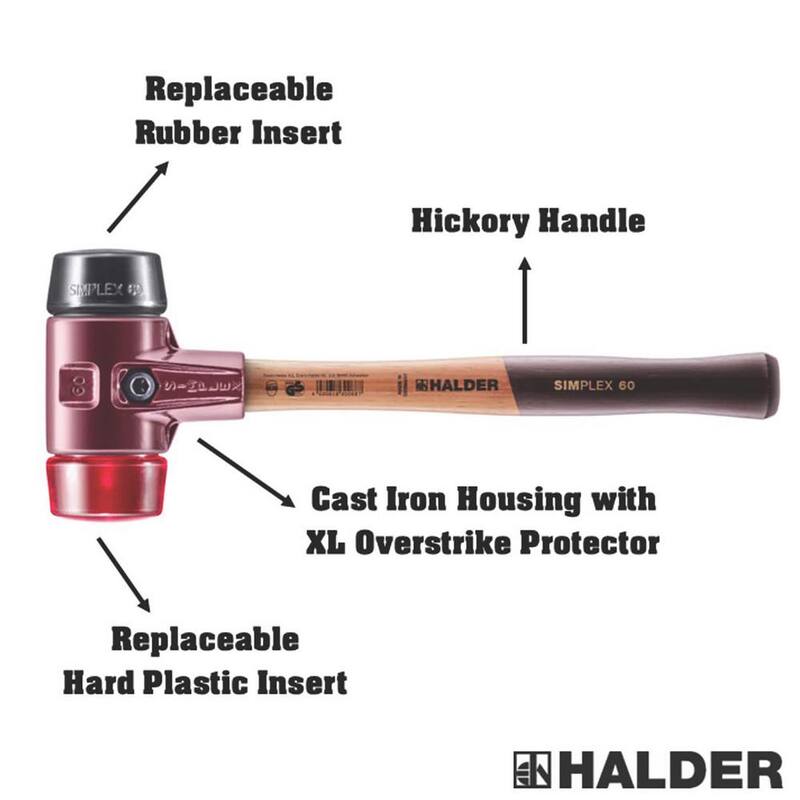 Mazo Halder Simplex 60 de 3.5 libras con inserciones de goma negra y plástico rojo - 3026.060