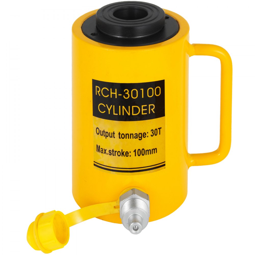 VEVOR Hydraulic Cylinder Jack 30Ton, 100mm Solid Ram Hydraulic Cylinder 4Inch, Stroke Single Acting Hydraulic Cylinder, w/Quick Connector Portable Hydraulic Solid Jack Industrial Lifting Jack Ram - QJD30T100MMKXYY01V0