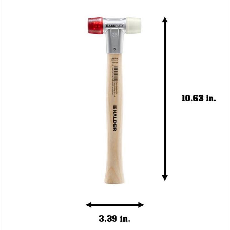 Mazo Baseplex de 8 oz. con carcasa de zinc fundido, mango de madera dura, cara de plástico rojo y cara de nylon blanco - 3968.025