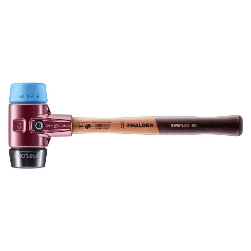 Halder 3.5 lbs. Maza Simplex 60 con Goma Azul Suave No Marcadora y Insertos de Goma Negra - 3012.060