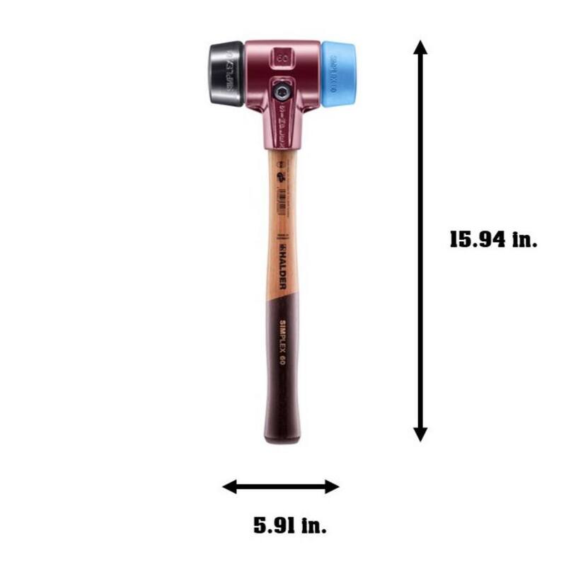 Halder 3.5 lbs. Maza Simplex 60 con Goma Azul Suave No Marcadora y Insertos de Goma Negra - 3012.060