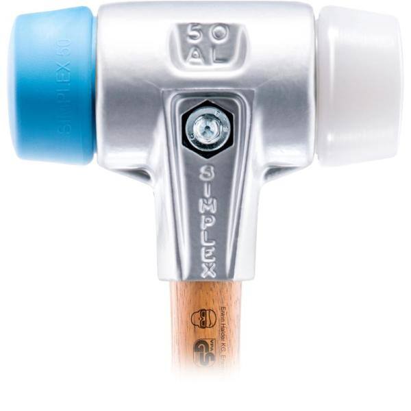 Martillo de 12 oz sin marca con carcasa de aluminio ligero, mango de madera de acacia, caras de superplástico y goma azul - 3117.040