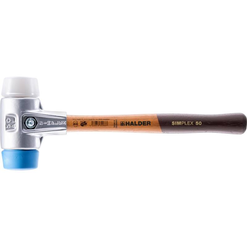 Martillo de 12 oz sin marca con carcasa de aluminio ligero, mango de madera de acacia, caras de superplástico y goma azul - 3117.040