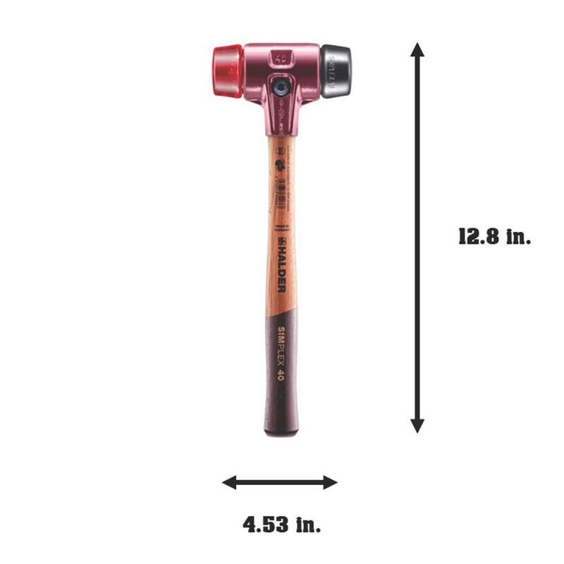 Martillo Halder Simplex 40 de 22 oz. con goma negra, insertos de plástico rojo - 3026.040