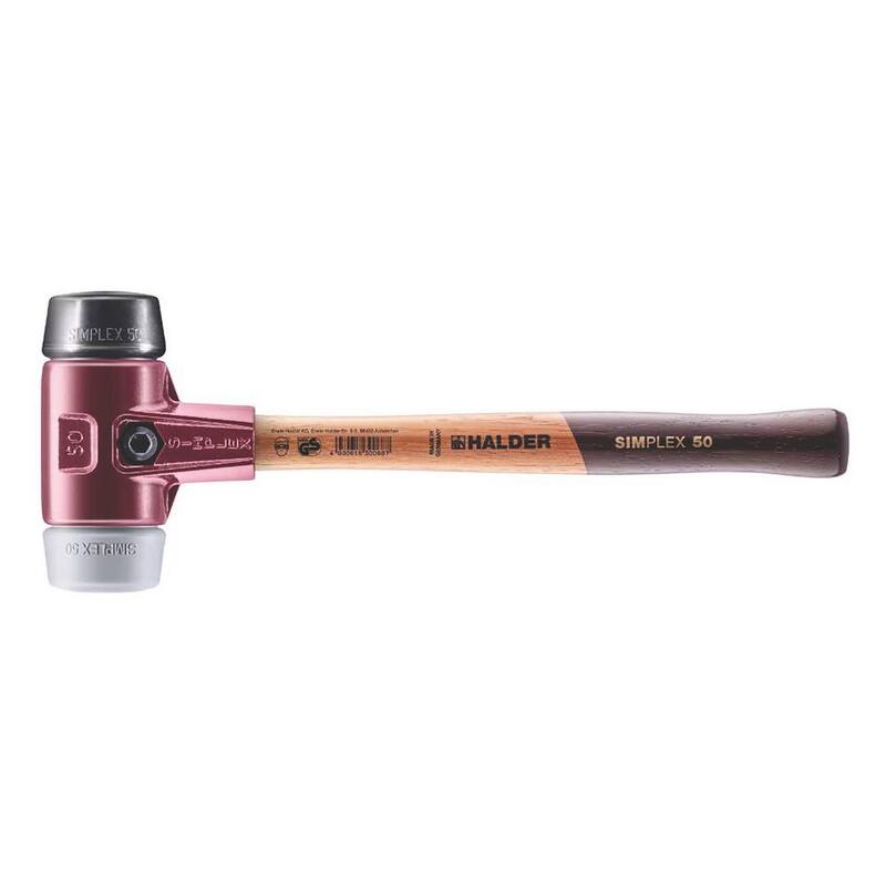 Martillo Halder Simplex de 2.5 lbs. con insertos de goma negra y gris que no marcan - 3023.050
