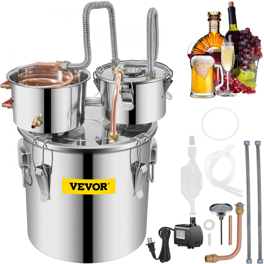 8Gal Home Use Moonshine Still Brewing Stainless Steel Water Wine Alcohol Double Keg - ZLSJ8GALSLNTZLQDBV1