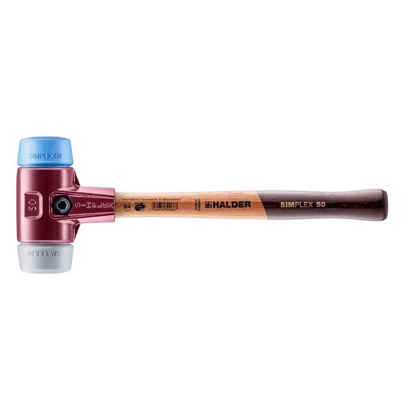 Martillo Halder Simplex 50 de 2.5 lbs con goma suave azul, inserciones de goma gris, no marca - 3013.050