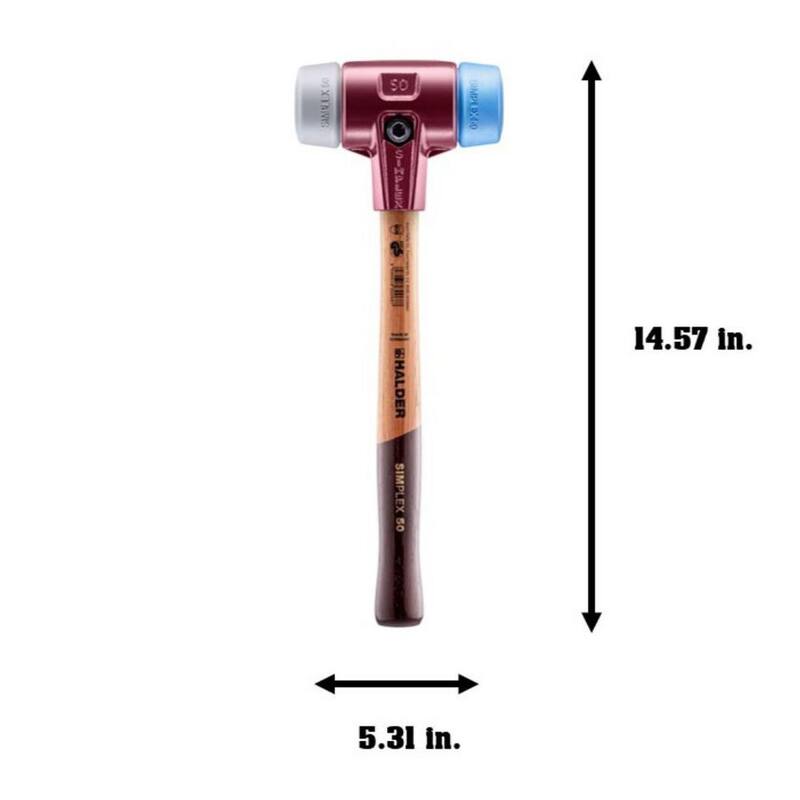 Martillo Halder Simplex 50 de 2.5 lbs con goma suave azul, inserciones de goma gris, no marca - 3013.050