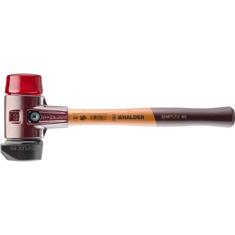 Halder 3.5 lbs. Martillo Simplex 60 con Plástico Rojo, Insertos de Goma Negra STAND-UP - 3026.260