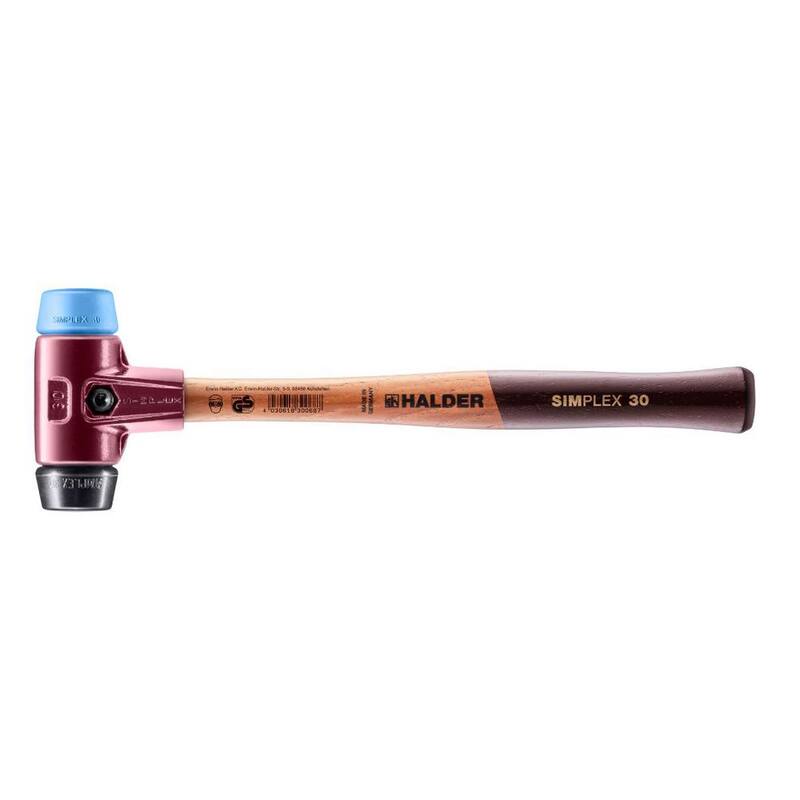 Martillo Halder Simplex 30 de 12 oz. con goma azul suave (sin marcas) e insertos de goma negra - 3012.030