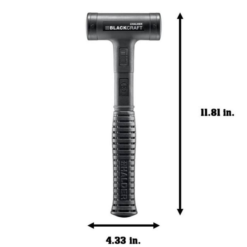 Martillo de poliuretano Halder Blackcraft 40 de 1.41 lbs con efecto de golpeo muerto y mango de acero de 11.8 pulgadas - 3379.040