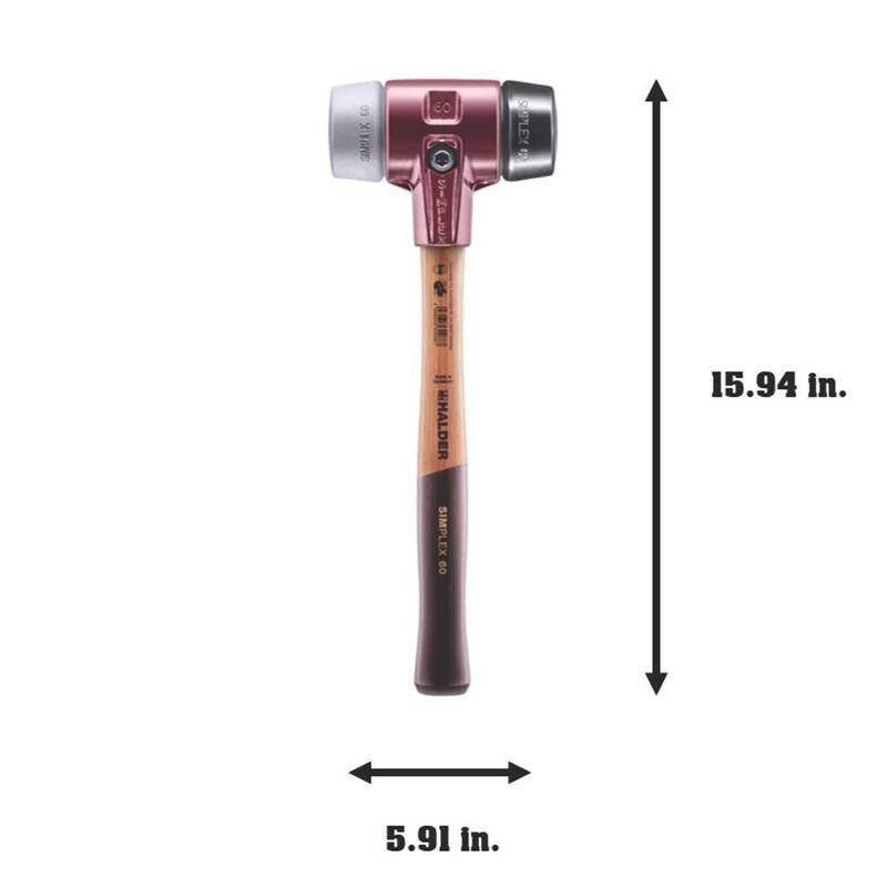Martillo Halder de 3.5 lbs. Simplex 60 con inserciones de goma negra y gris para no marcar - 3023.060