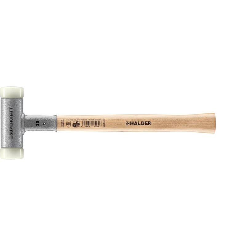 Martillo de nylon Halder Supercraft 35 Dead Blow de 1.23 libras con mango de nogal de 13.19 pulgadas - 3366.035