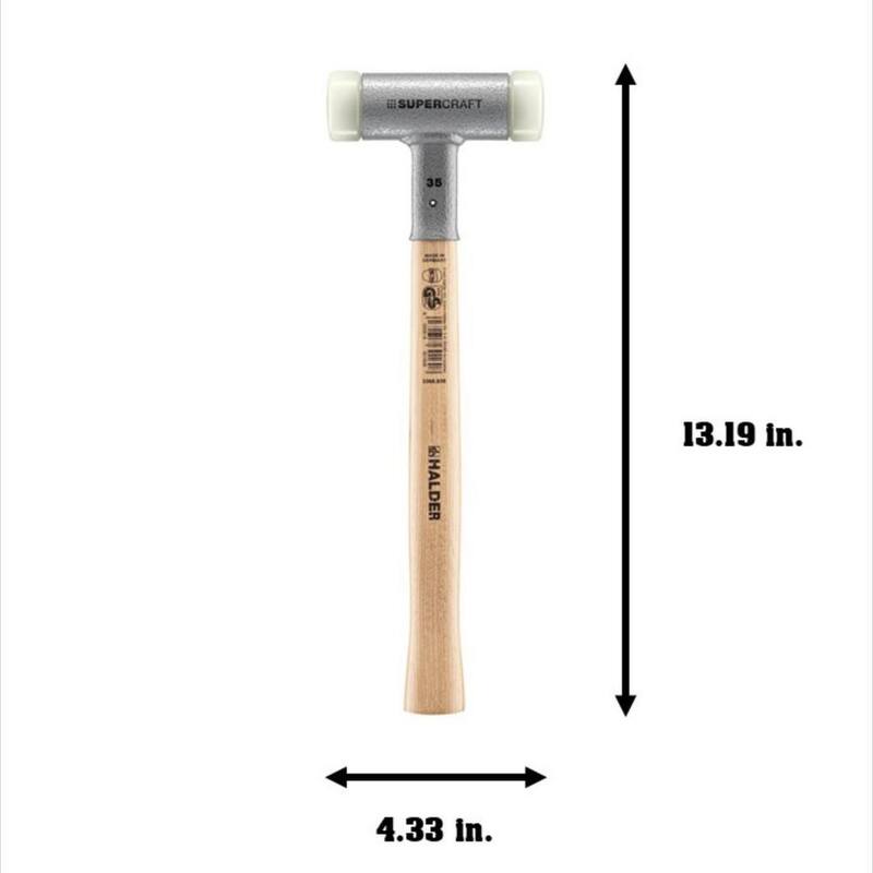 Martillo de nylon Halder Supercraft 35 Dead Blow de 1.23 libras con mango de nogal de 13.19 pulgadas - 3366.035