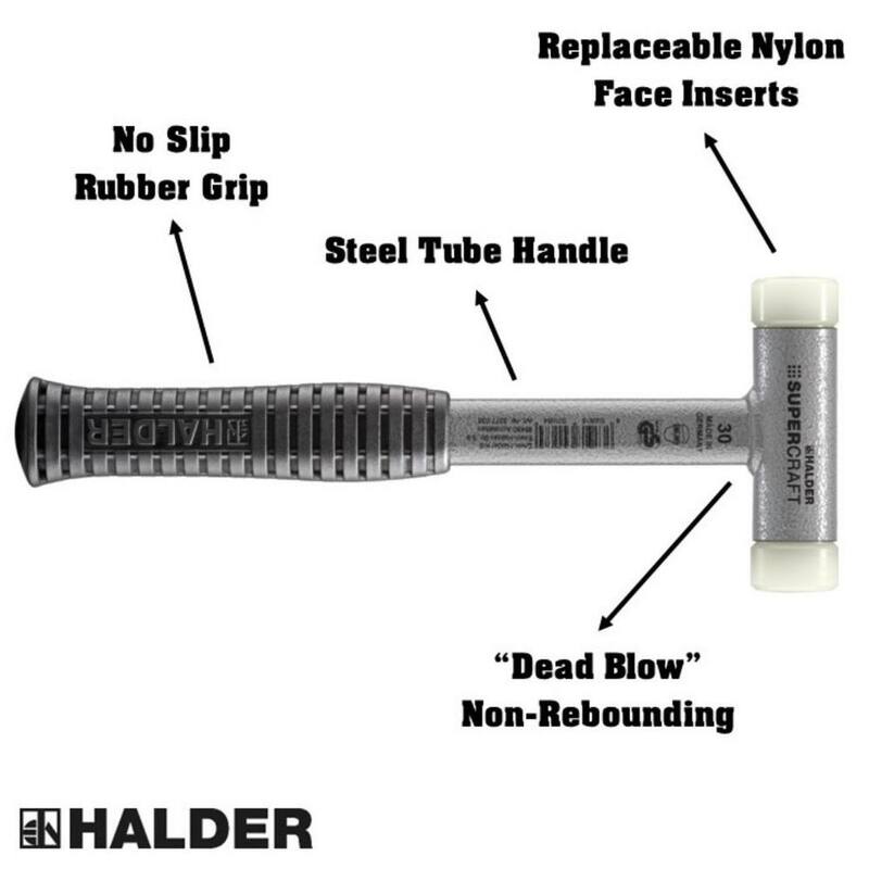 Halder Supercraft 30 Dead Blow 1.29 lbs. Martillo de Nylon con Mango de Metal 11.61 y Agarre de Goma - 3377.030