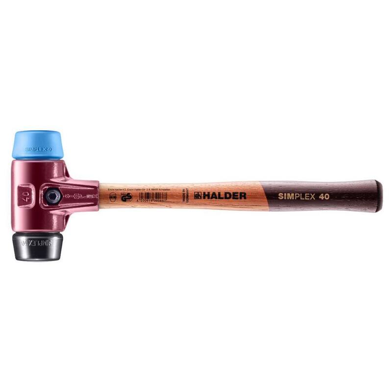 Martillo Halder Simplex 40 de 23 oz. con goma azul suave (anti-marcas) e insertos de goma negra - 3012.040
