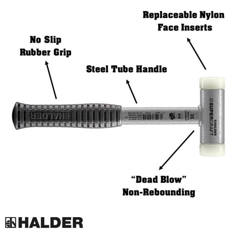 Halder Supercraft 35 Martillo de Nylon Dead Blow de 1.52 lbs con Mango de Metal de 11.81 y Agarre de Goma - 3377.035.
