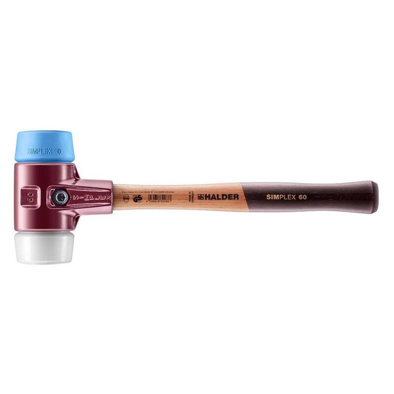 Martillo Halder Simplex 60 de 3.5 lbs. con mango de goma azul suave, no deja marcas, insertos de superplástico - 3017.060