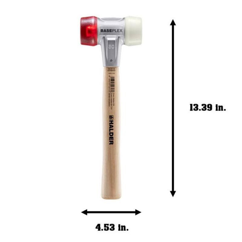 Baseplex Halder 33 oz. Maza con Carcasa de Fundición de Zinc Mango de Madera Dura Cara de Plástico Rojo y Cara de Nylon Blanco - 3968.050