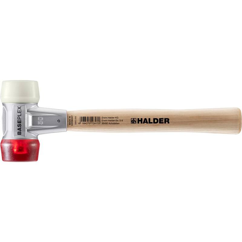 Baseplex Halder 33 oz. Maza con Carcasa de Fundición de Zinc Mango de Madera Dura Cara de Plástico Rojo y Cara de Nylon Blanco - 3968.050