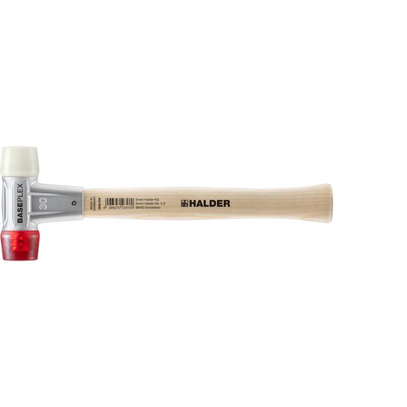 Baseplex Halder 11 oz. Martillo de maza con carcasa de fundición de zinc, mango de madera dura, cara de plástico rojo y cara de nylon blanco - 3968.030