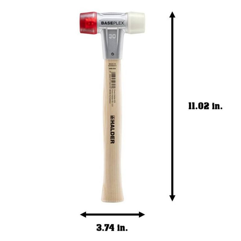 Baseplex Halder 11 oz. Martillo de maza con carcasa de fundición de zinc, mango de madera dura, cara de plástico rojo y cara de nylon blanco - 3968.030