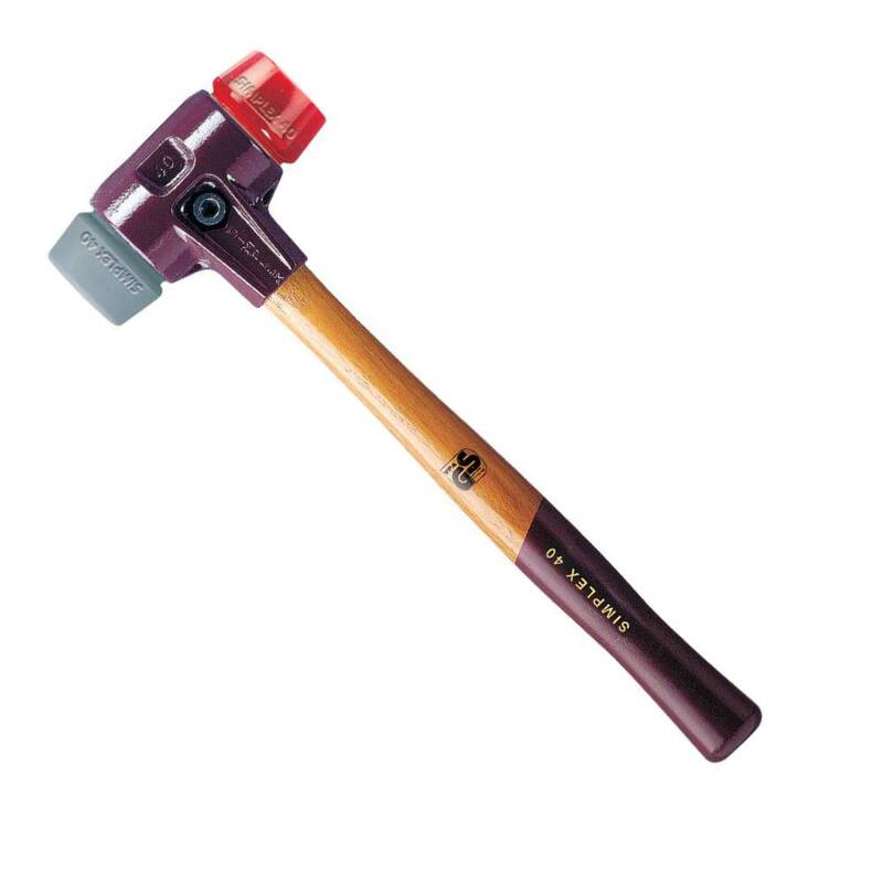 Martillo Unbranded Halder Simplex de 3.37 lb con carcasa de hierro fundido, mango de madera de acacia, cara de plástico rojo y cara de goma gris - 3036.060