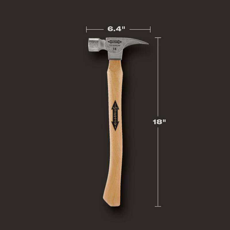 Martillo de cara lisa de titanio Stiletto de 16 oz con mango de fresno curvo de 18 pulgadas - TI16SC