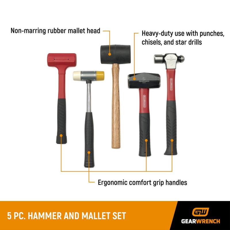 Set de martillo y mazo GEARWRENCH (5 piezas) - 82303D